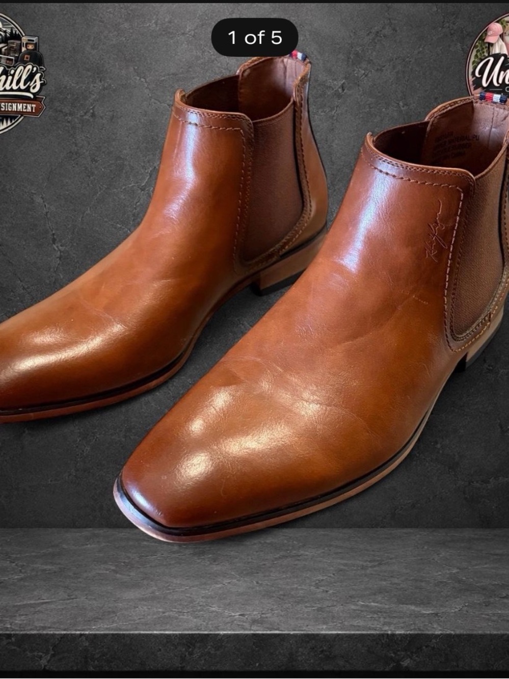 Tommy Hilfiger Men's Tan Brown Leather Chelsea boots